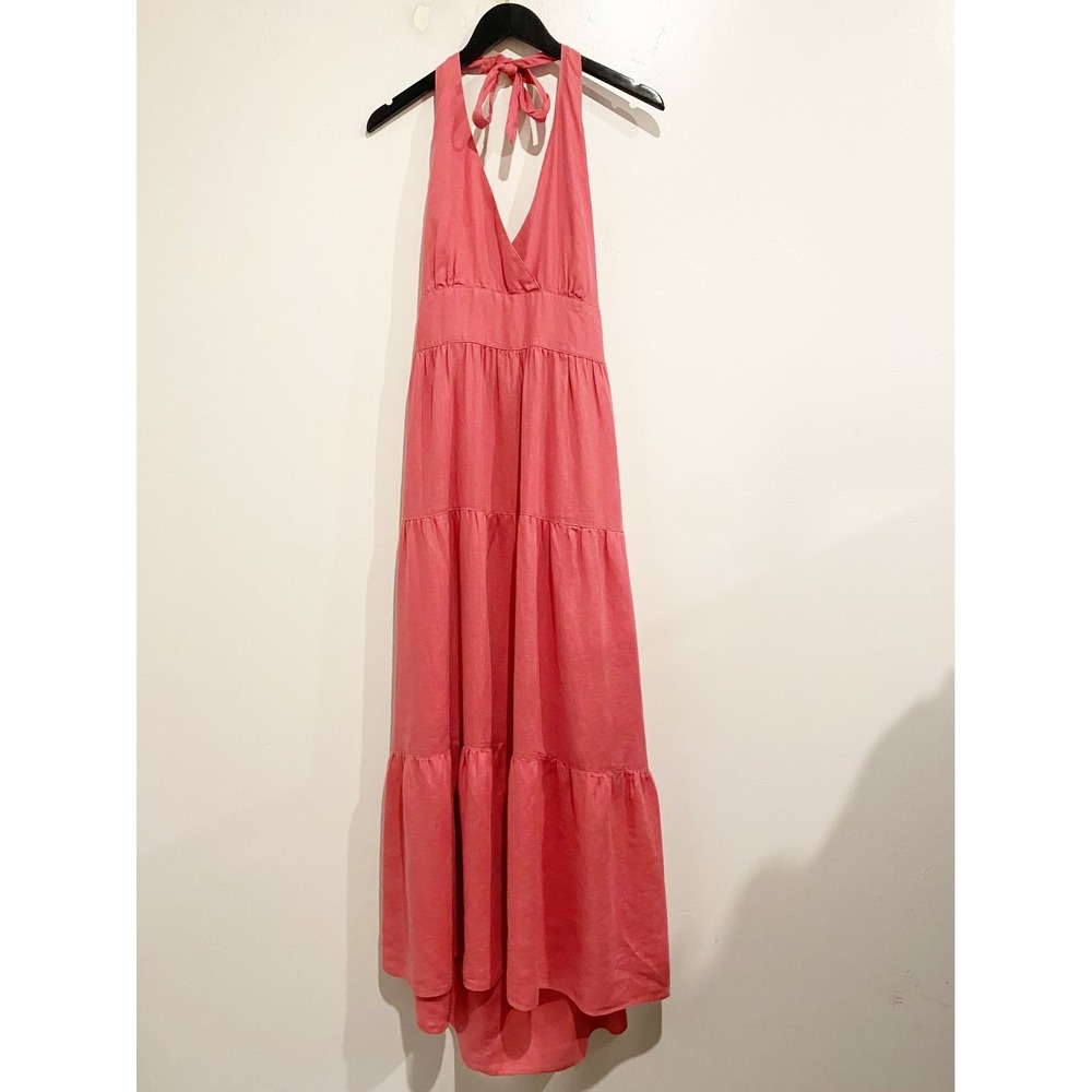 Garnet Hill Pink Linen Halter Dress Size‎ 10
